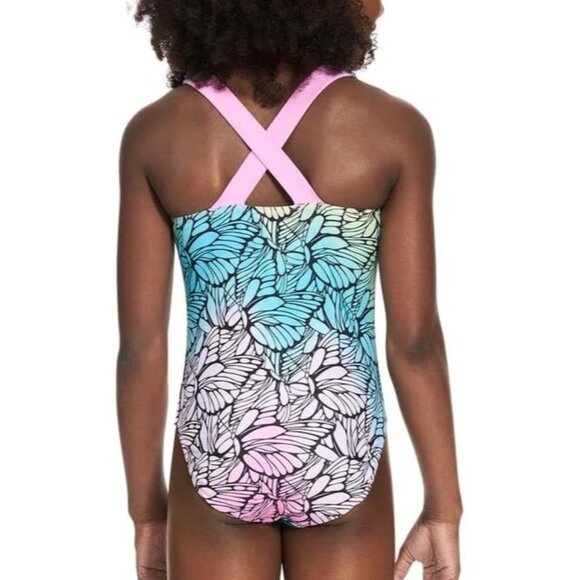 PUMA Swimsuit Girl's Size Large One Piece Crossback Butterfly Summer Beach NEW - Picture 6 of 6